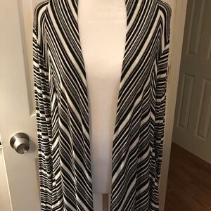 White House Black Market Monochrome Striped Cardigan